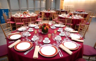 Skylight2-1400-0925 Kelly Skylight Room - Flexible Event Space in NYC. Tables set up for a corporate event - formal dinner.