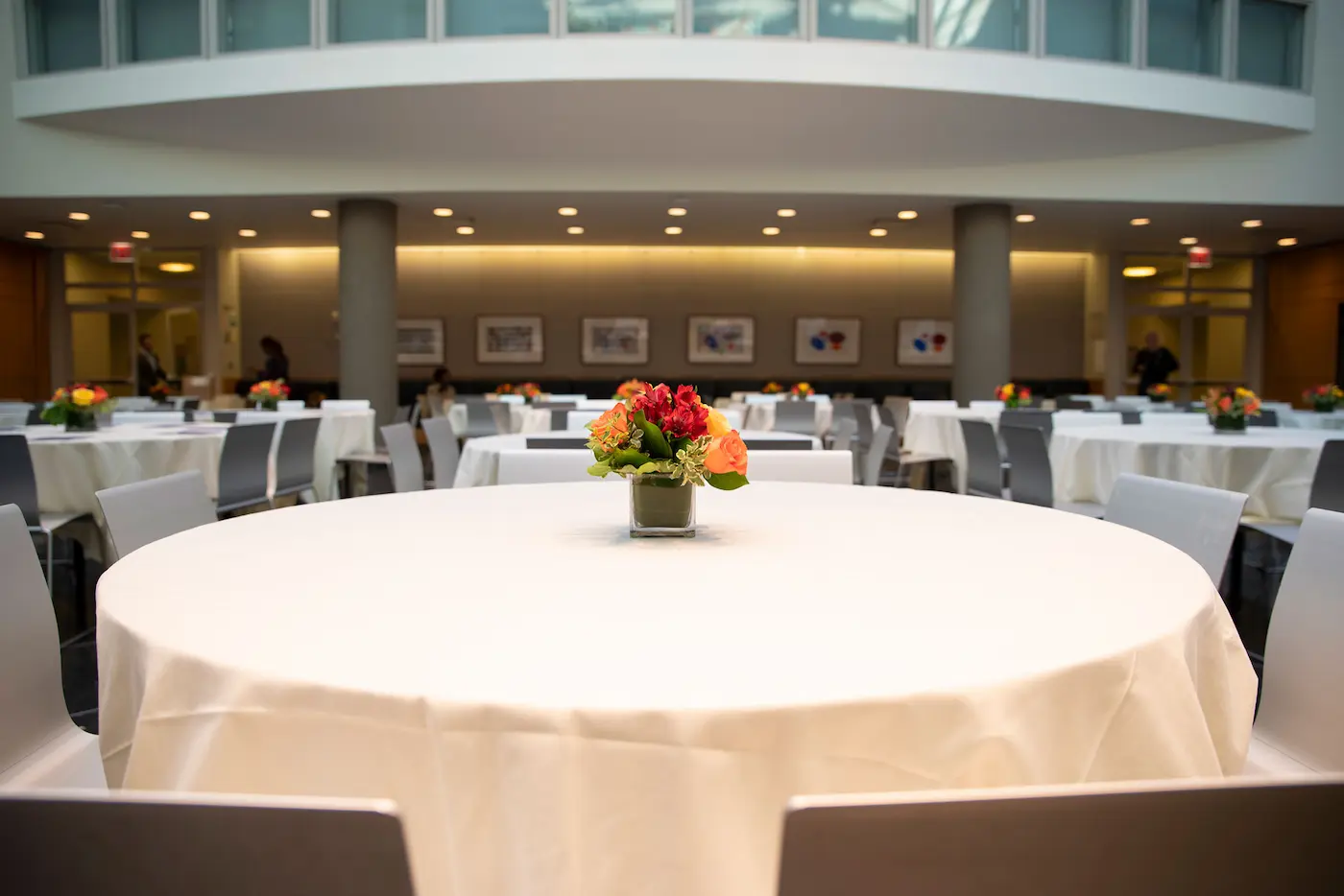 Dining Commons - Reception Space in NYC. Close up of dinner table set up for a formal dinner.